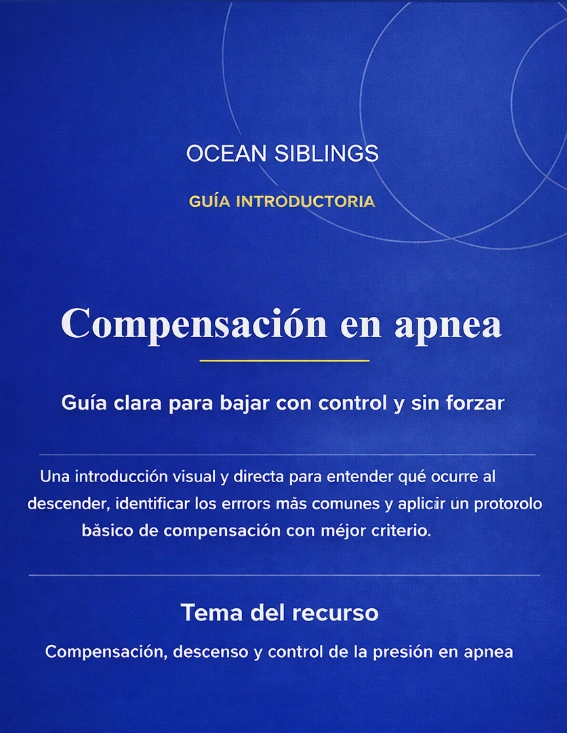 Portada de la guía de compensación en apnea de Ocean Siblings